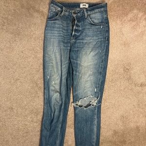 PAIGE Sarah slim jeans cropped raw hem high rise blue skinny size 25